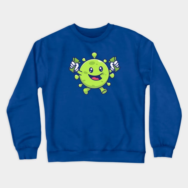 Cute virus with money cartoon 3 Crewneck Sweatshirt by Catalyst Labs